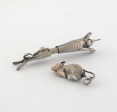 Appraisal: Two Victorian novelty telescopic pencils a hanging dead rabbit retailed