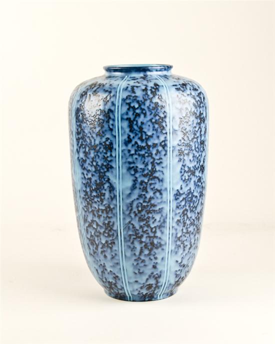 Appraisal: Large German Vase with blue and vertical stripes H Dia