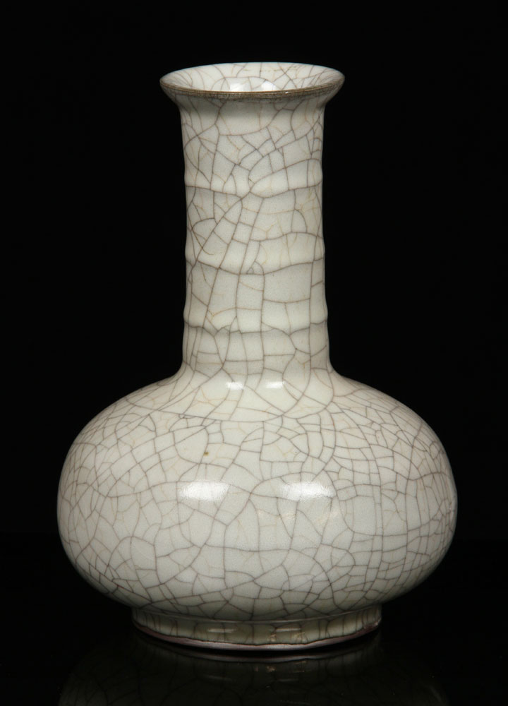 Appraisal: - th C Chinese Ge Glaze Long Necked Vase Porcelain