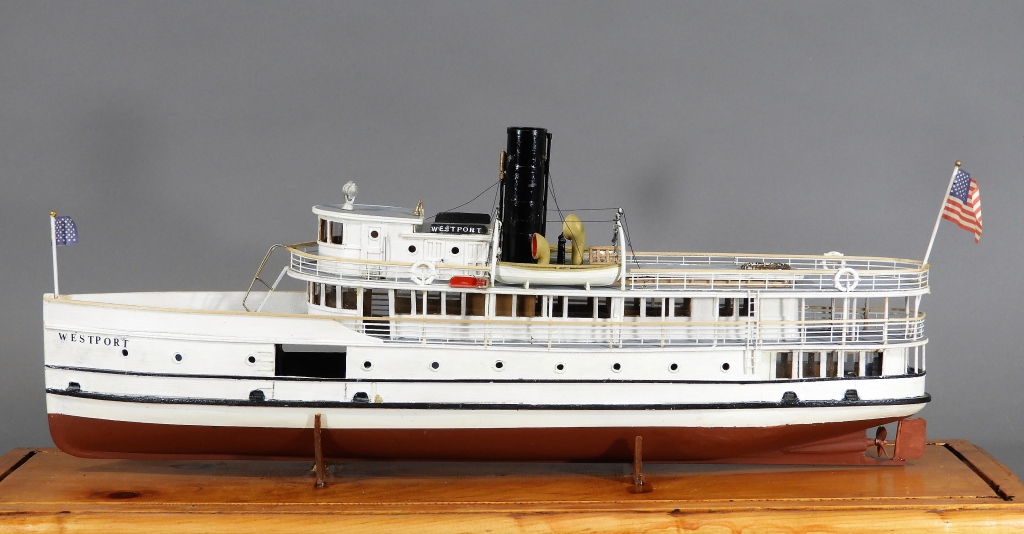 Appraisal: WESTPORT SCRATCH BUILT STEAMBOAT SHIP MODEL United States th CenturyScratch