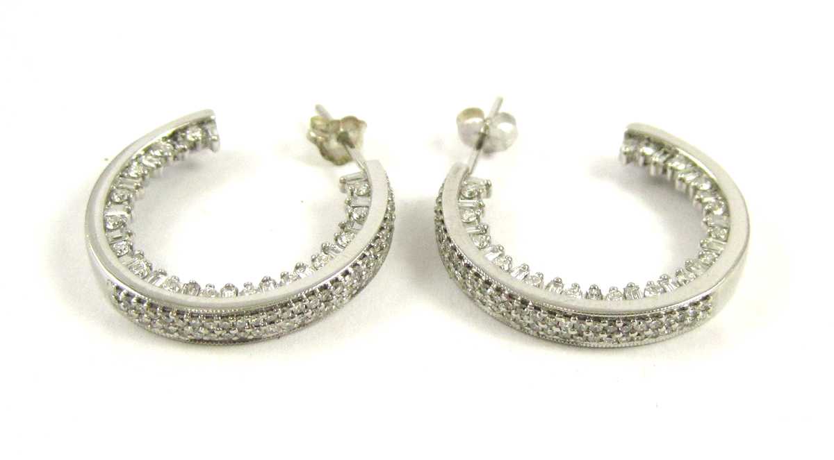 Appraisal: PAIR OF LAURA RAMSEY DIAMOND HOOP EARRINGS each k white