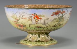 Appraisal: Doulton Burslem Punch Bowl Hunt Scene English Doulton Burslem porcelain