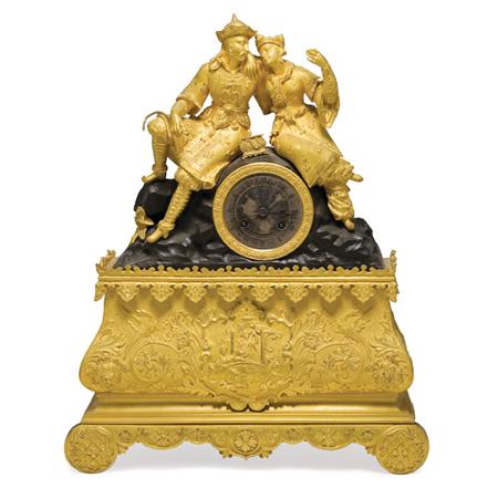 Appraisal: Louis Philippe Gilt and Patinated-Bronze Mantel Clock Estimate -