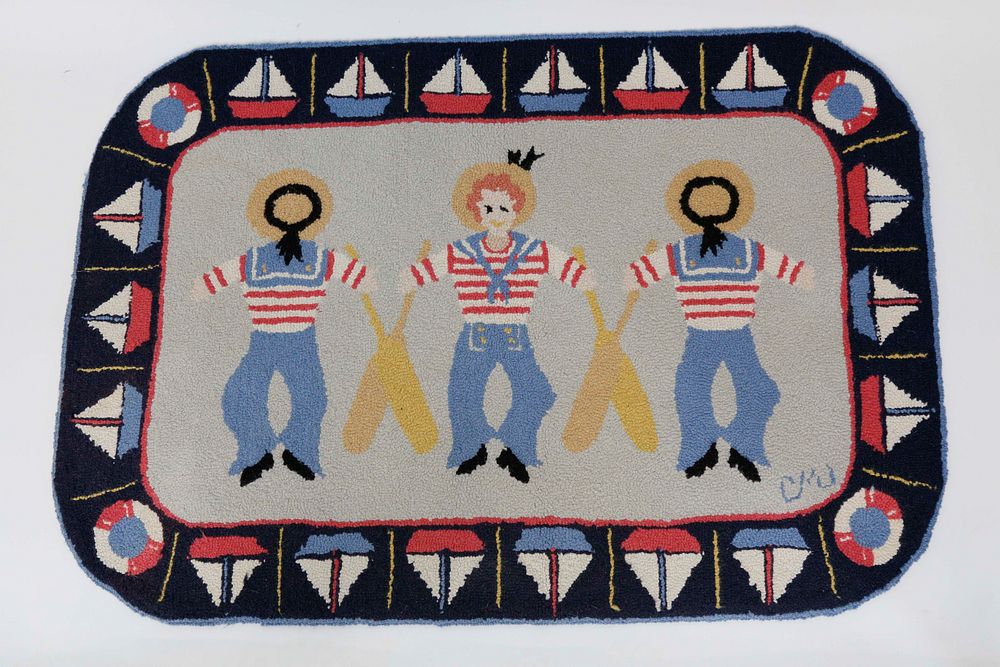 Appraisal: Claire Murray Nautical Whirligigs Hooked Rug Claire Murray Nautical Whirligigs