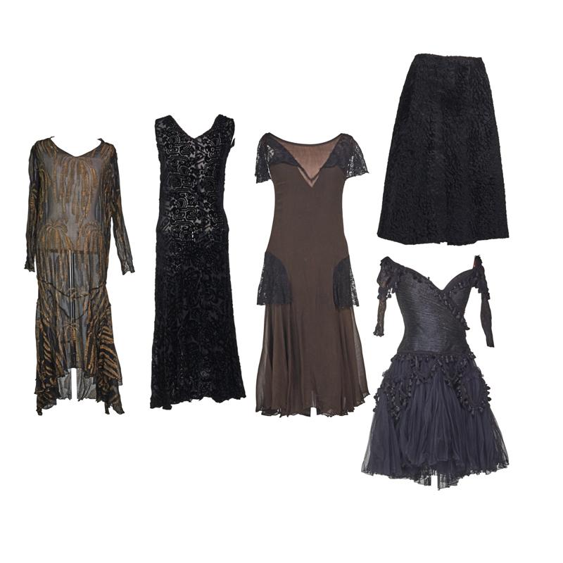 Appraisal: ELABORATE EVENING DRESSES INCLUDES ART DECO Five pieces Givenchy Persian