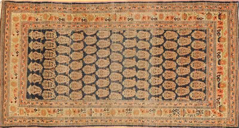 Appraisal: PERSIAN TABRIZ CARPET Worked with rows of pine cones within