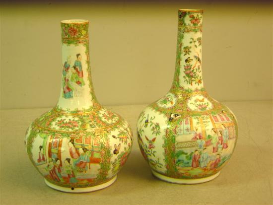 Appraisal: Pair of th century Cantonese vases decorated in typical manner