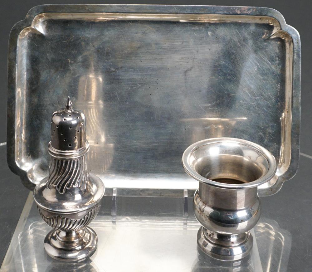 Appraisal: American Sterling Silver Salver Tray and Toothpick Holder with an