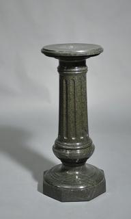 Appraisal: Green Marble Pedestal Three part green marble pedestal with fluted