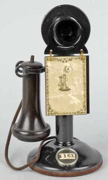 Appraisal: Black Western Electric Manual Stick Phone Description Circa Black over