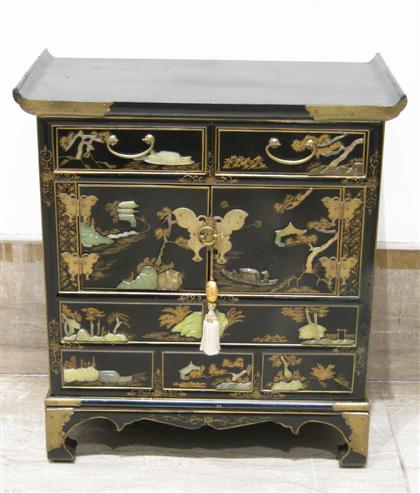 Appraisal: Chinese lacquer and hardstone mounted table cabinet H W D