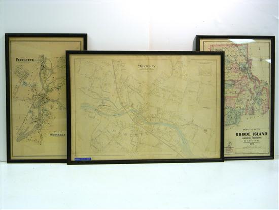 Appraisal: Three atlas maps featuring Rhode Island Plan of Pawcatuck and