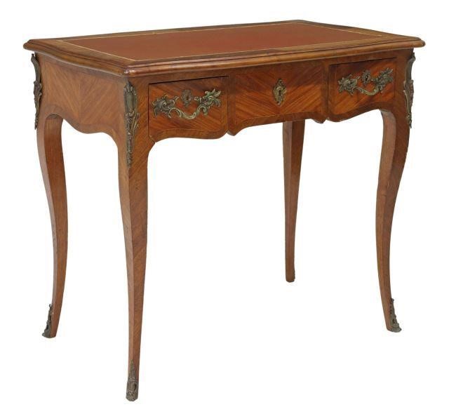 Appraisal: French Louis XV style mahogany and rosewood writing table desk