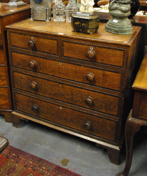 Appraisal: A Georgian provincial oak and mahogany cross-banded chest of two