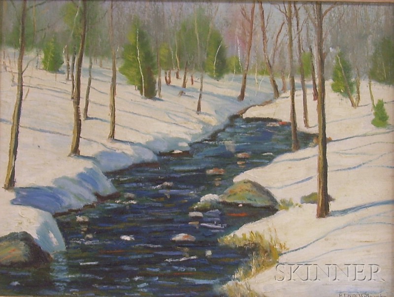 Appraisal: American School th Century Winter Brook Signed E Louis Vuilleumier