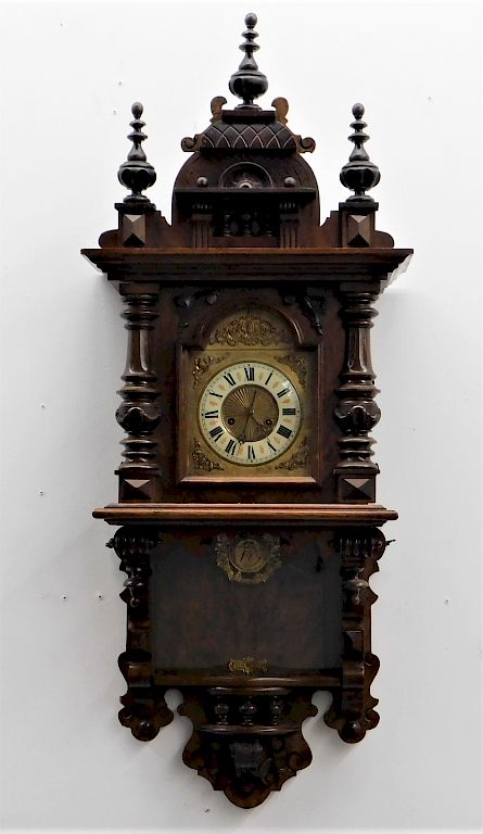 Appraisal: Austrian Gustav Becker Walnut Architectural Clock Austria Late th Century