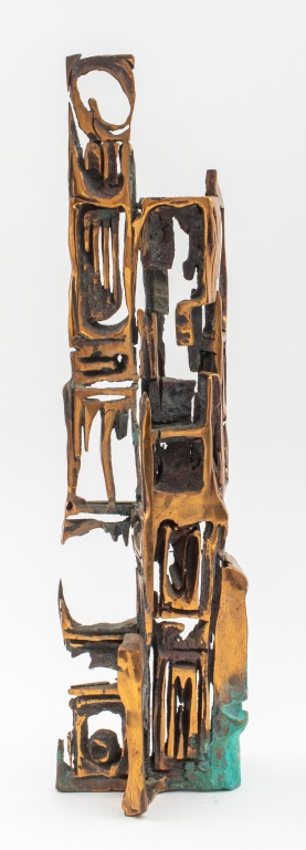 Appraisal: ESTHER FUHRMAN BRONZE SCULPTURE OF A CITYSCAPE Esther Fuhrman American