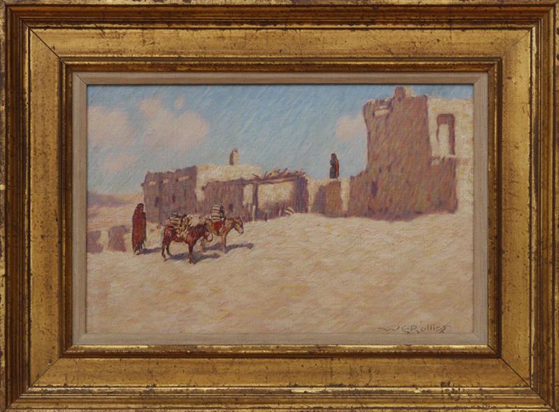 Appraisal: WARREN ELIPHALET ROLLINS - PUEBLO Oil on artistsboard signed 'W