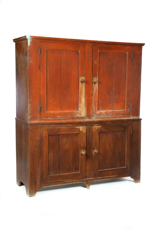 Appraisal: ZOAR CUPBOARD Ohio mid th century walnut Old red on