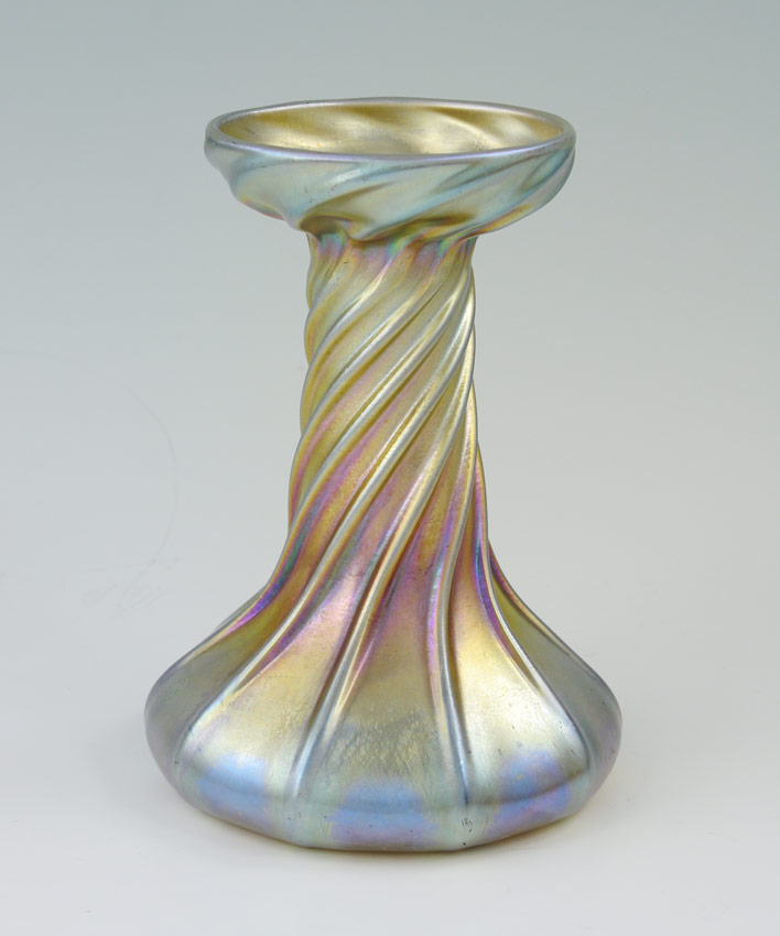 Appraisal: TIFFANY FAVRILE GLASS CANDLE LAMP BASE With a right twist