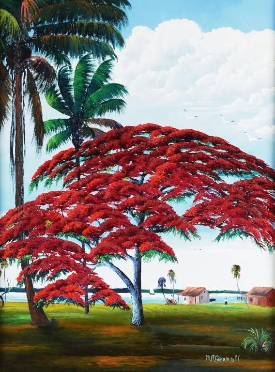 Appraisal: Magnificent painting of a Florida royal poinciana tree by Carroll