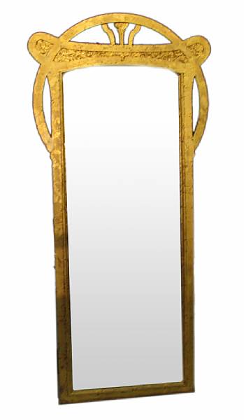 Appraisal: An Art Nouveau gold-painted wall mirror height ft width in