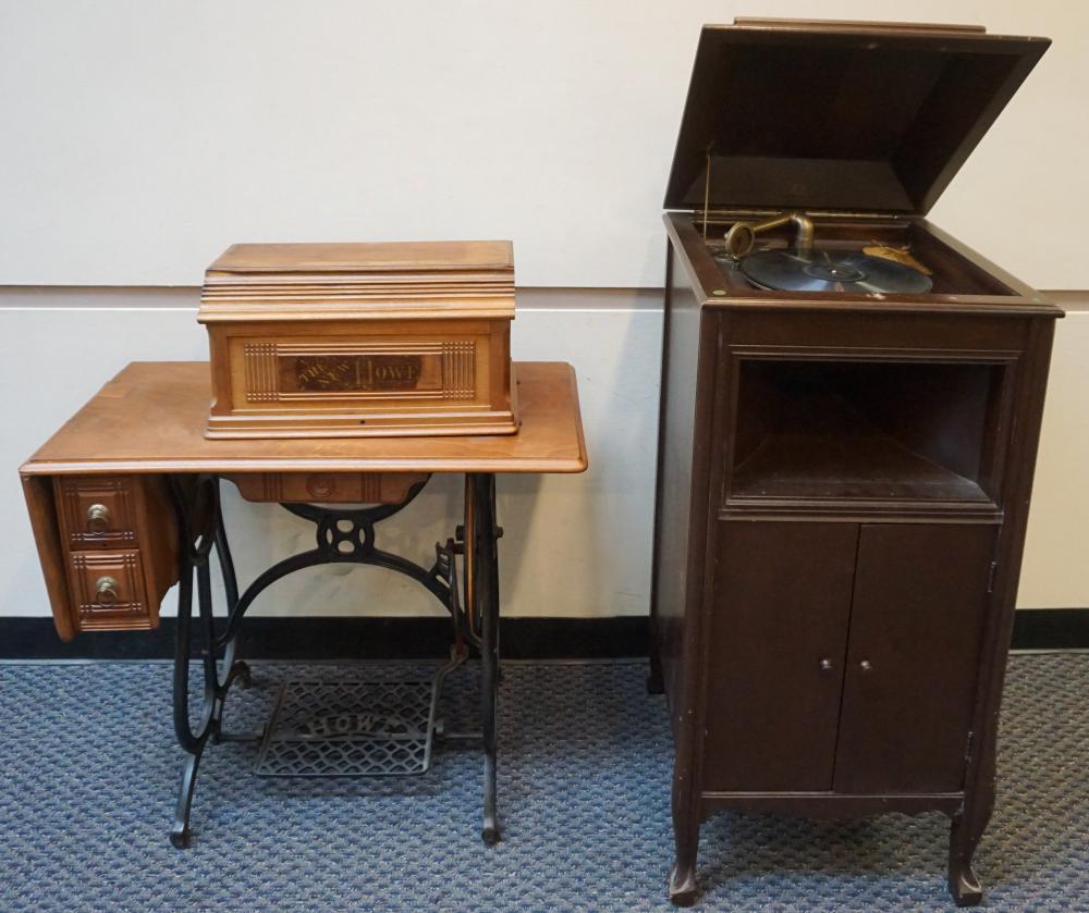 Appraisal: Victrola Mahogany Upright Phonograph and Home Walnut and Cast Iron