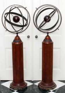 Appraisal: MAITLAND SMITH MAHOGANY CELESTIAL GLOBES PAIR MAITLAND SMITH MAHOGANY CELESTIAL