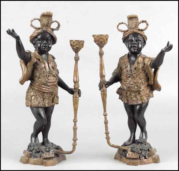 Appraisal: PAIR OF PAINTED BRONZE BLACKAMOOR FIGURES H '' Condition No