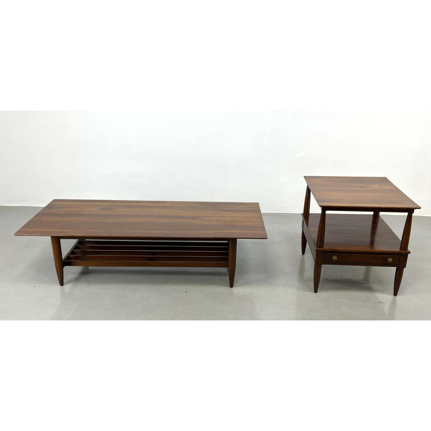 Appraisal: pc Willett modernist cherry coffee table end table Dimensions H