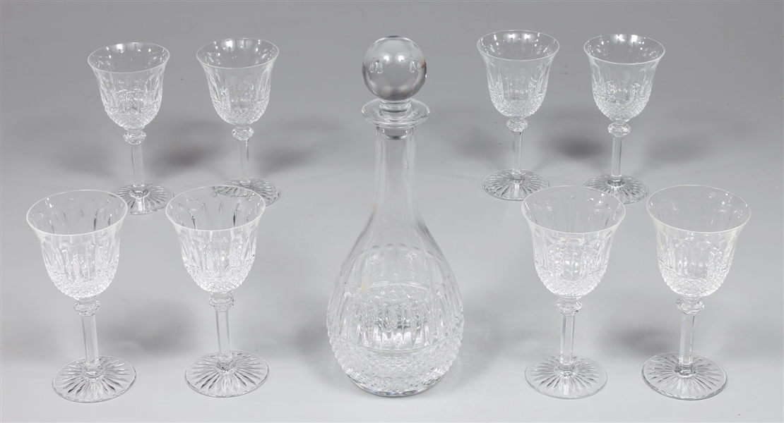 Appraisal: Group of twelve fine crystal stemware decanter and stoppers Qty