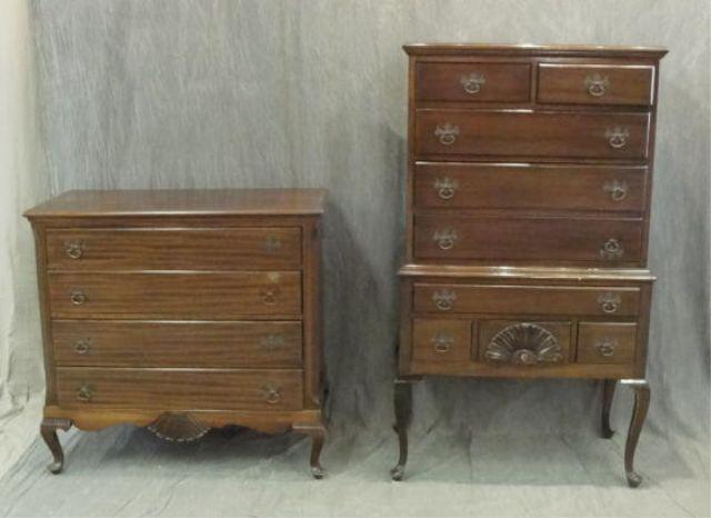 Appraisal: Queen Anne Style Mahogany Highboy Low Chests From a New