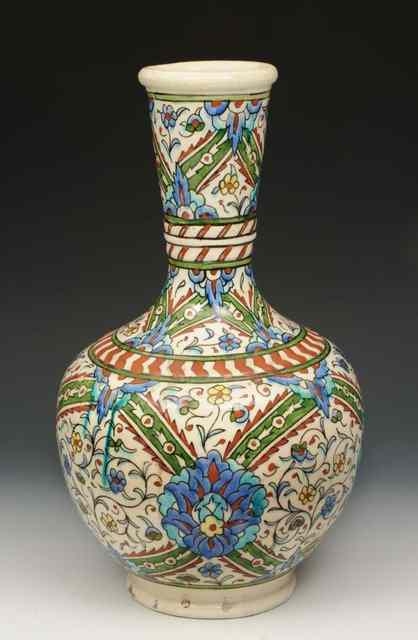 Appraisal: A PERSIAN IZNIK STYLE POLYCHROME POTTERY VASE high