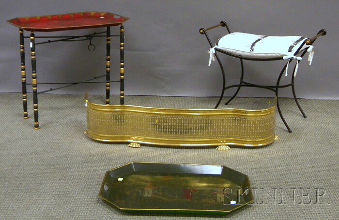 Appraisal: Group of Decorative Furniture and Accessories two painted and stencil-decorated