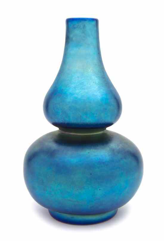 Appraisal: A Steuben Blue Aurene Glass Vase of double gourd form