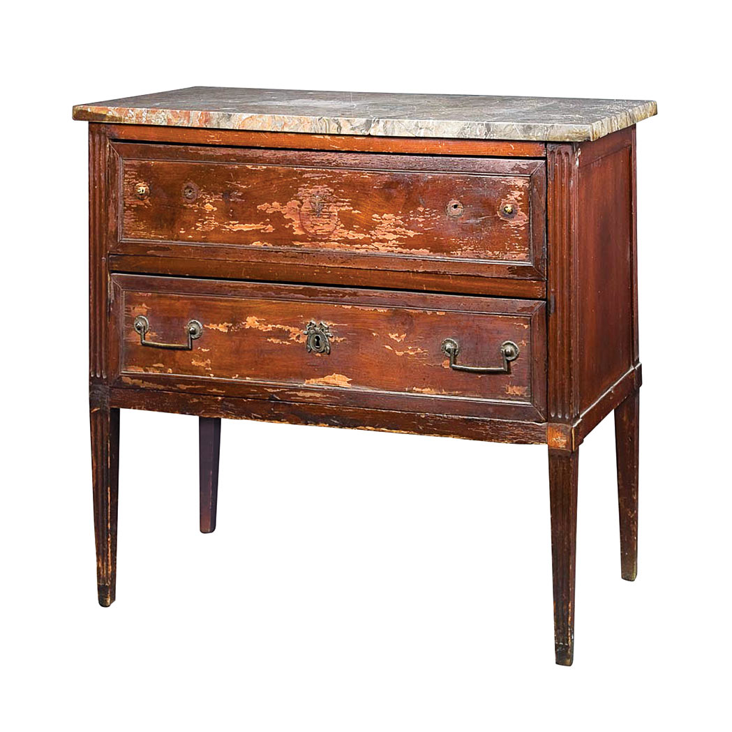 Appraisal: Provincial Louis XVI Style Marble Top Stained Wood Commode Height