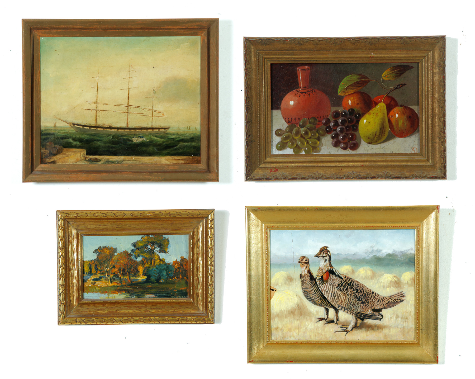 Appraisal: FOUR PAINTINGS AMERICAN TH- TH CENTURY Three oils on artist