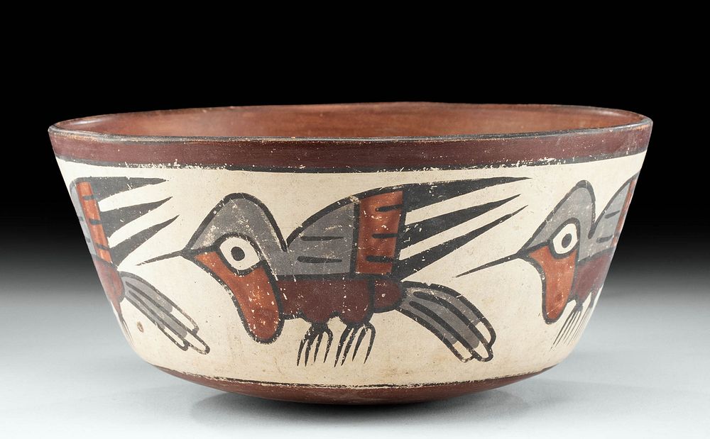 Appraisal: Nazca Polychrome Bowl w Hummingbirds Pre-Columbian south coast of Peru