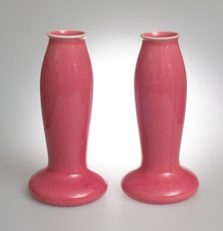 Appraisal: PAIR OF SARREGUEMINES POTTERY VASES c each of torpedo form