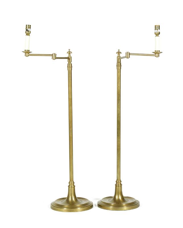 Appraisal: - Pair of Contempoary Brass Floor Lamps Pair of contemporary