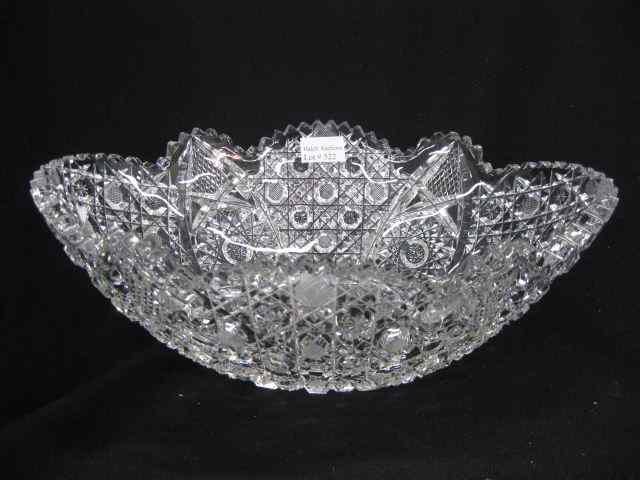 Appraisal: Cut Glass Banana Bowl oval Harvard starbursts '' x ''