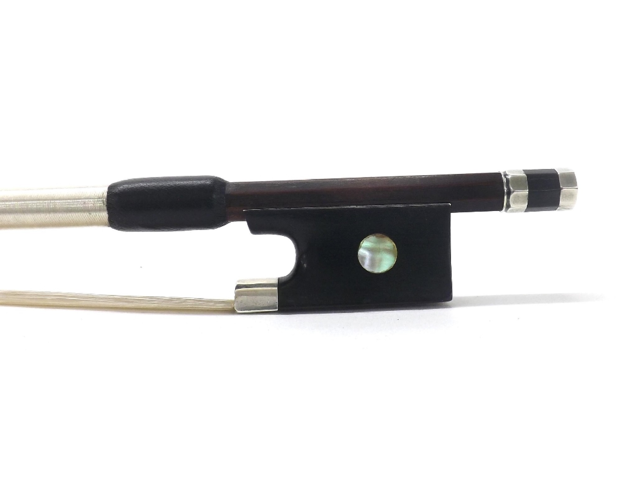 Appraisal: Silver mounted violin bow unstamped the stick round the ebony