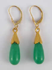 Appraisal: A pair of yellow metal tests carat gold jade drop