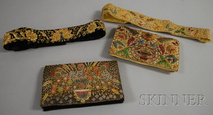 Appraisal: Two Vintage Metallic Embroidered Clutches together with two similar embroidered