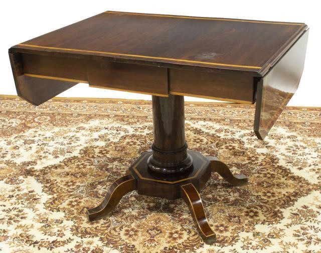 Appraisal: Danish Empire style mahogany drop-leaf table th c with contrasting