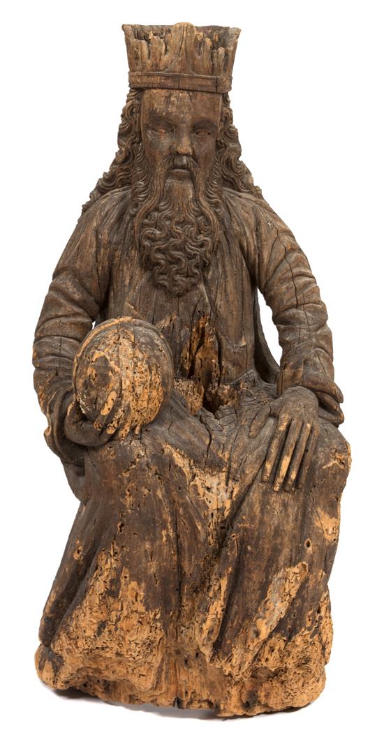 Appraisal: Sale Lot A Continental Carved Pine Figure of a Seated