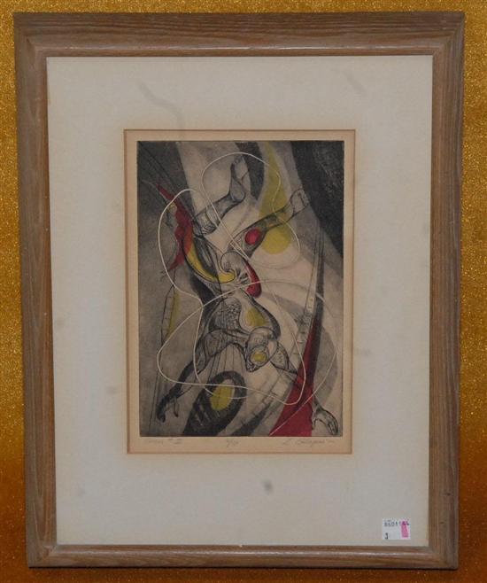 Appraisal: LETTERIO CALAPAI - Color etching Circus II Signed numbered and