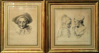 Appraisal: After Antoine Watteau French Two engravings character studies one the