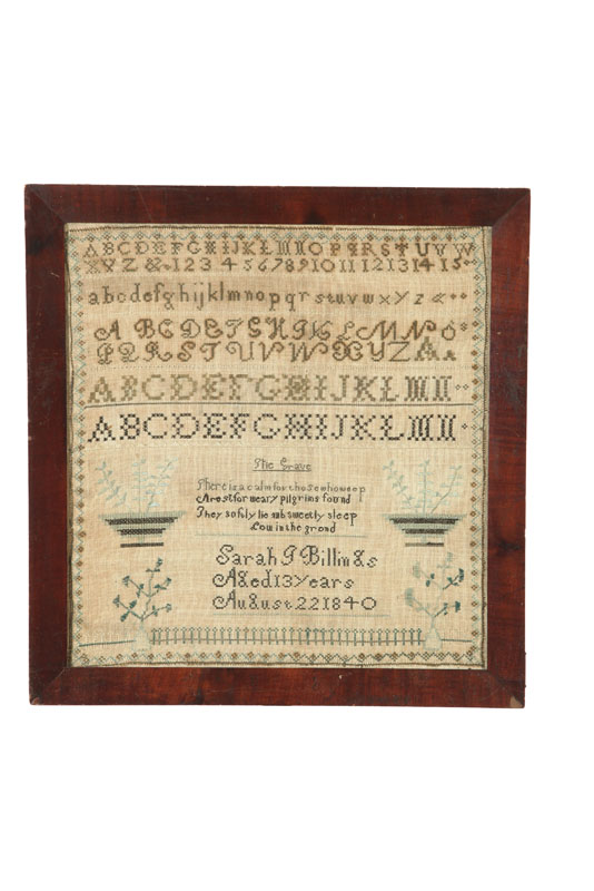 Appraisal: AMERICAN SAMPLER Sarah J Billings probably New York silk on