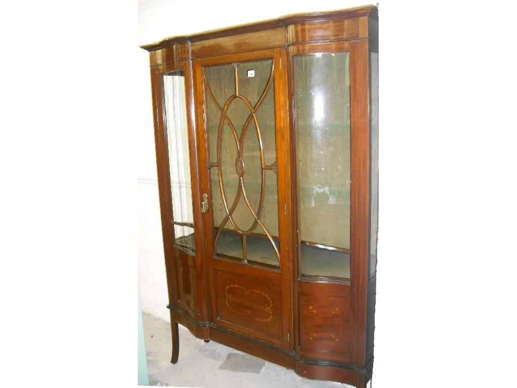 Appraisal: Edwardian mahogany glazed display cabinet the moulded cornice and inlaid